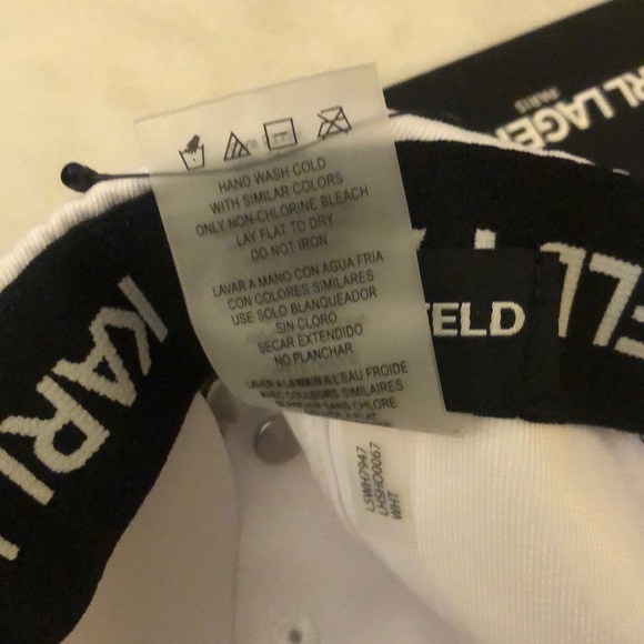 Karl Lagerfeld White & Black Adjustable Baseball Cap Paris Patches & Pins OS NWT - Picture 14 of 16